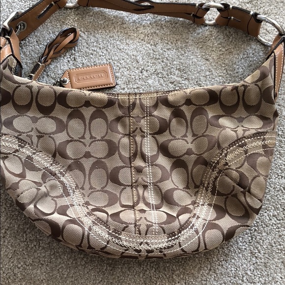 Brown/Tan Coach Large Logo Hobo - Picture 2 of 8